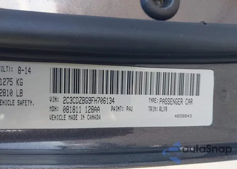 2015 Dodge Challenger Sxt Plus from USA, damaged, VIN 2C3CDZBG9FH706134